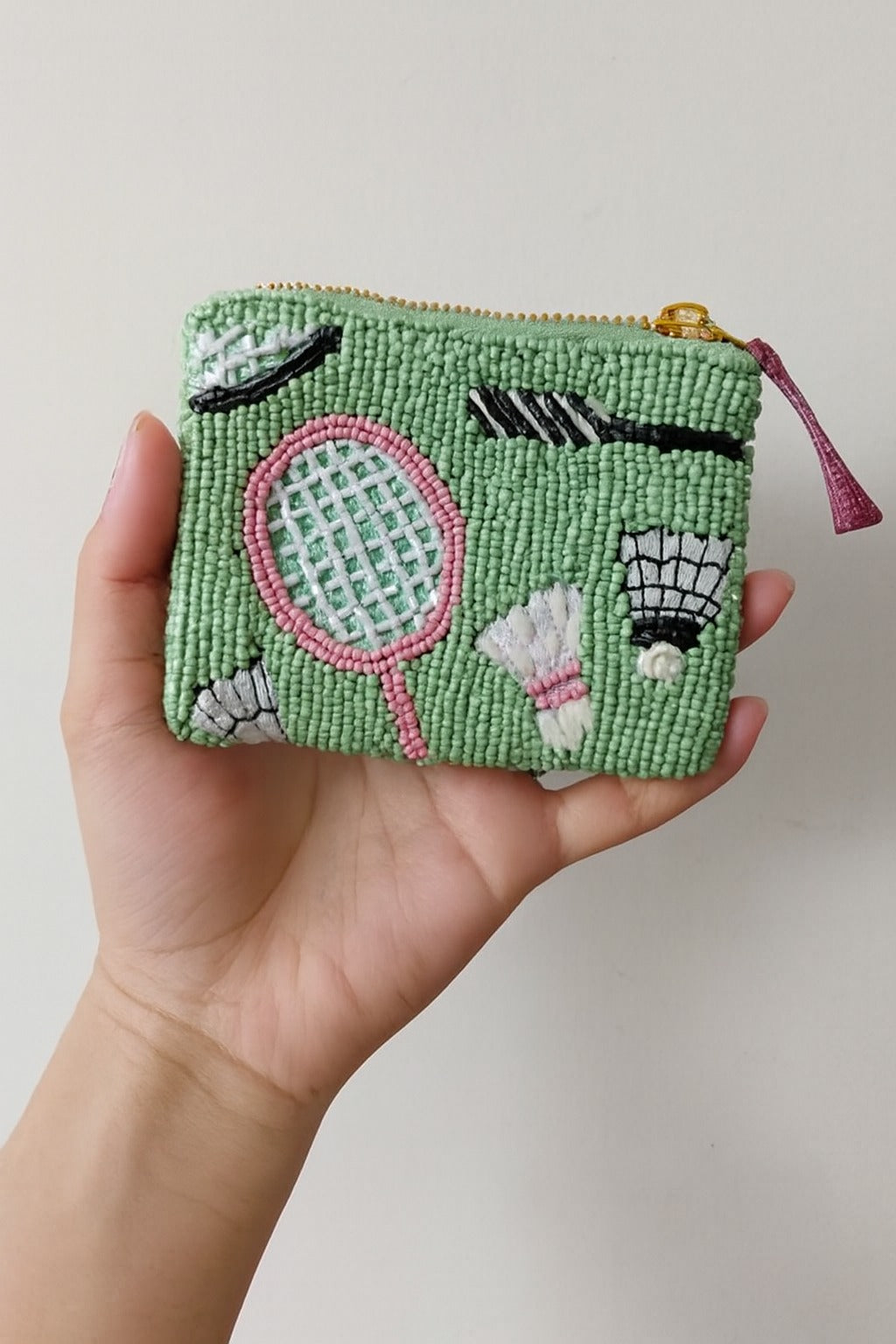 Embroidered Badminton Theme Mini Coin Pouch