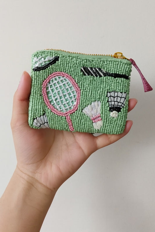 Embroidered Badminton Theme Mini Coin Pouch